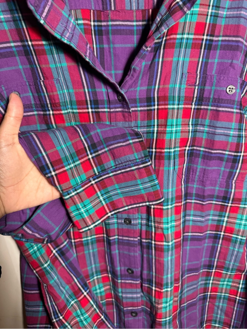 LRL Ralph Lauren Jeans Women 3X Plaid Multicolor Button Up Shirt Pocket Cotton - Picture 5 of 7